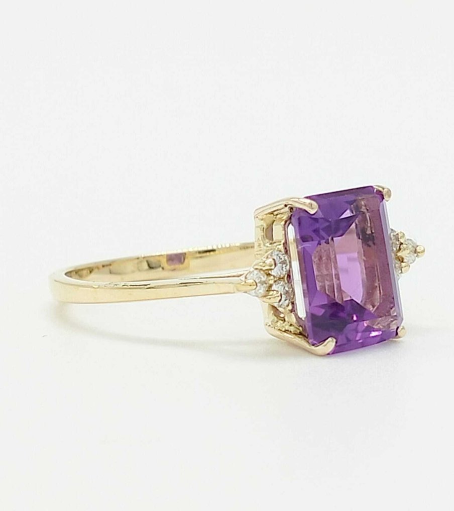 沒有保留價 - 戒指 - 14 克拉 黃金 紫水晶 - 鉆石 #2.1