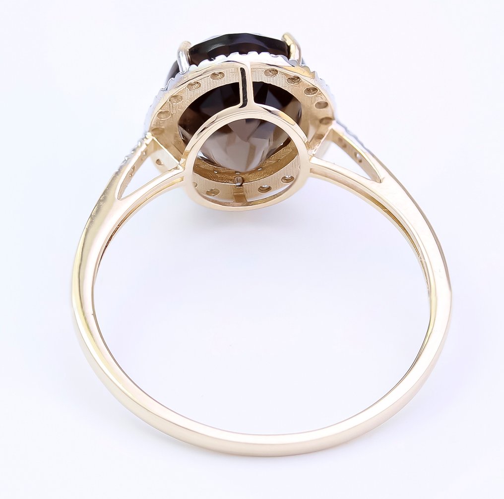 Sans prix de réserve - Bague - 14 carats Or jaune Topaze - Diamant - US-7 #4.3