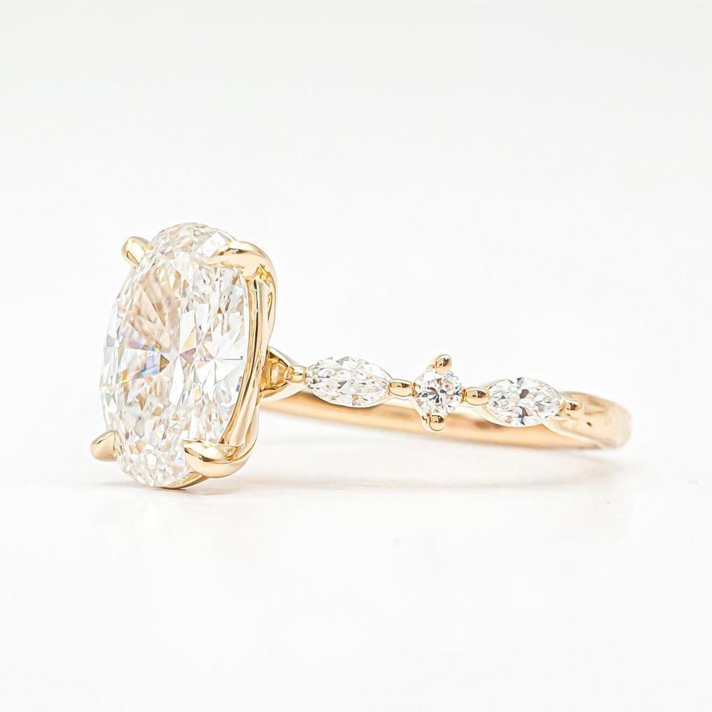 没有保留价 - 戒指 - 14K包金 黄金 -  2.29ct. tw. 钻石 (实验室培育) - 钻石 - E VVS2 IGI #2.1