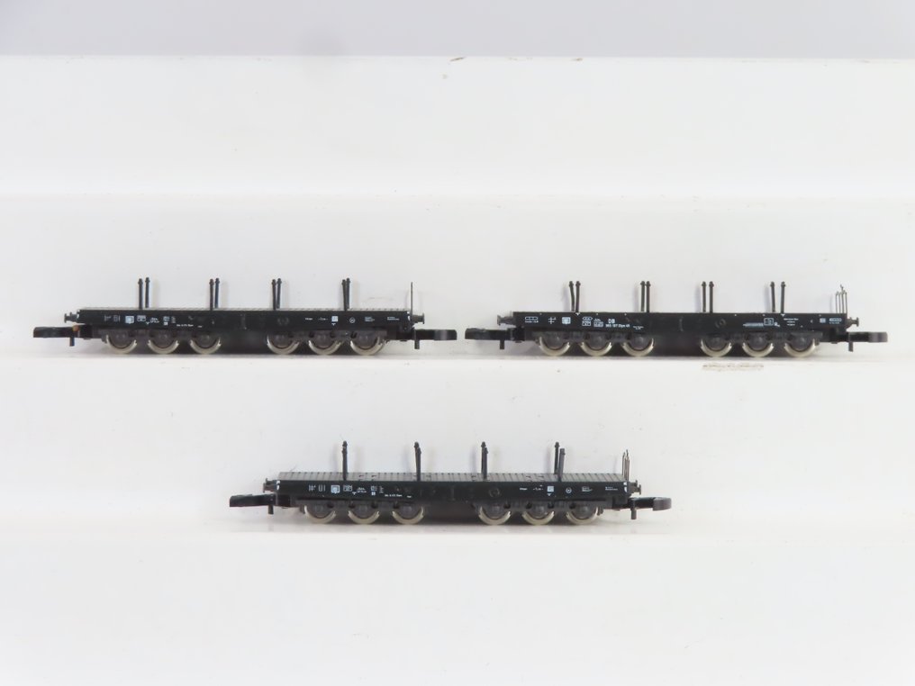 Märklin Z - 82351/82352 - Modeltrein goederenwagon (3) - 3x 6-assige Rongenwagen type Ssym en type Ssyms - DB, DR (DDR) #1.0