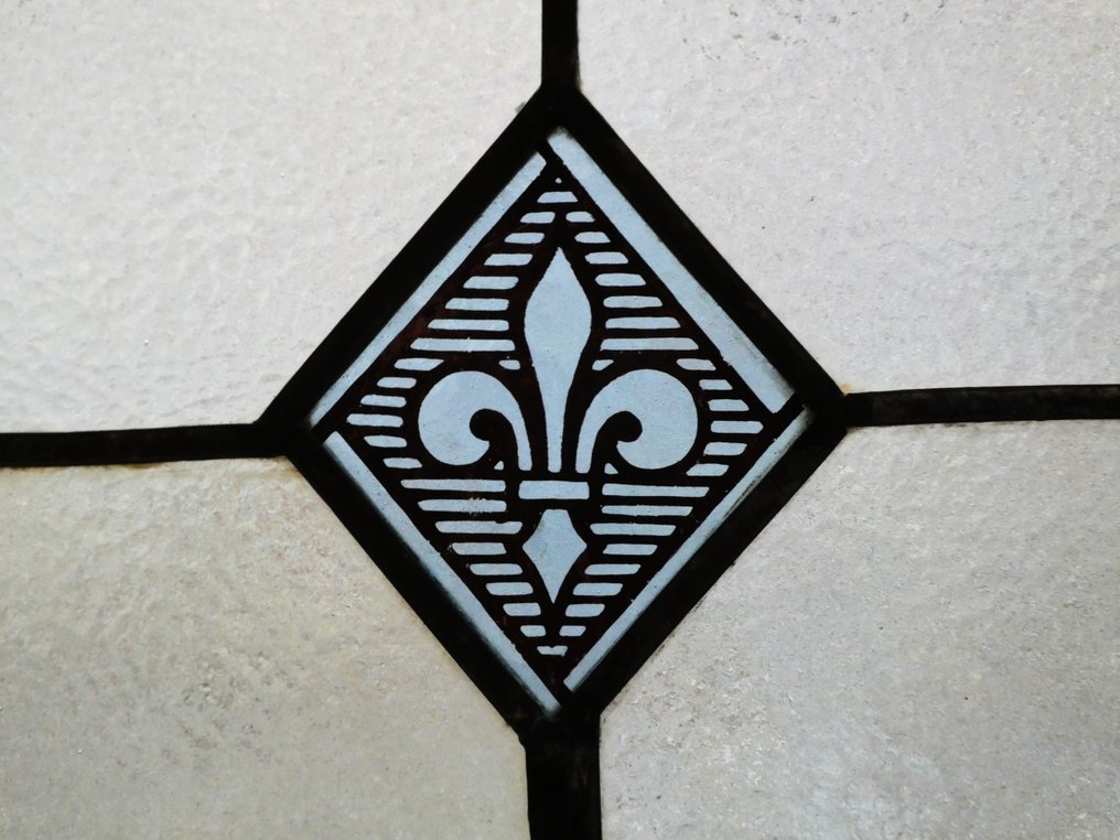 新藝術風格 彩色玻璃窗 - Handvervaardigd - 1850-1900 - 百合花纹章学  #4.3