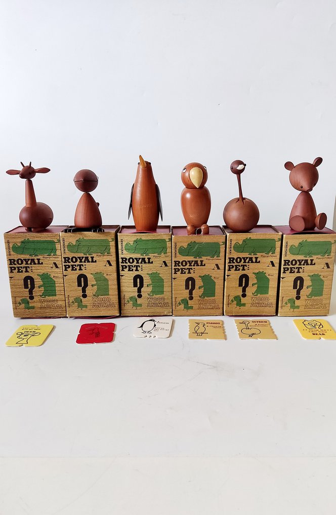 玩具人偶 - 六只复古木制动物 'Royal Pet' #3.2