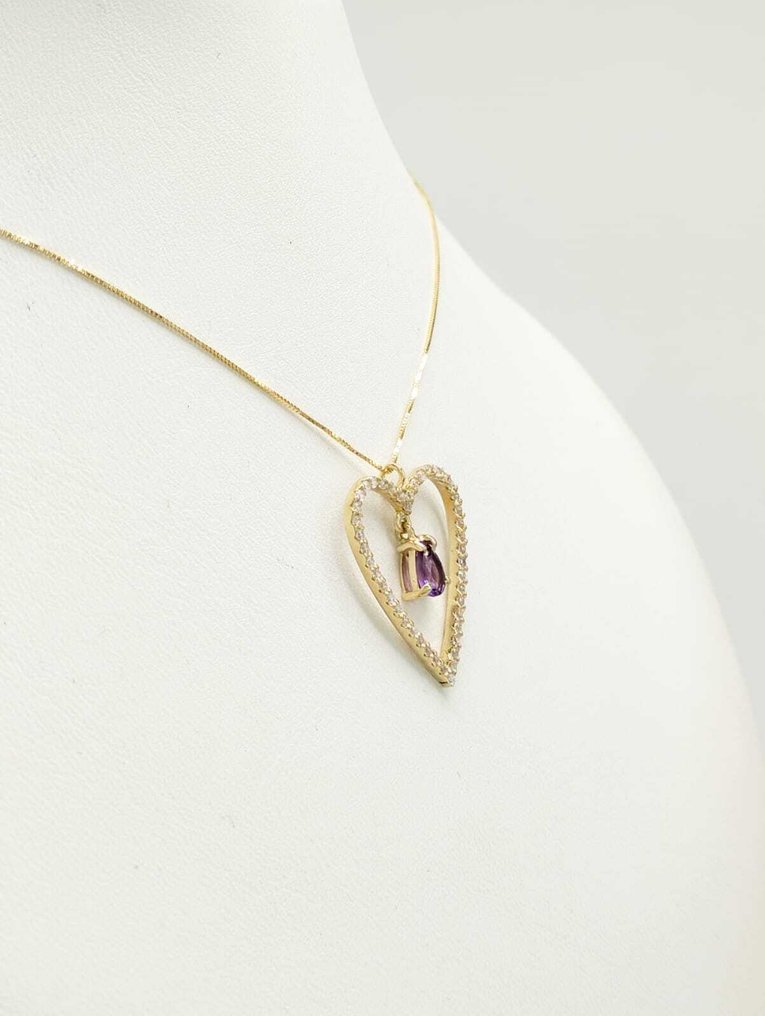 Sans prix de réserve - Collier - 14 carats Or jaune Améthyste - Diamant #2.1