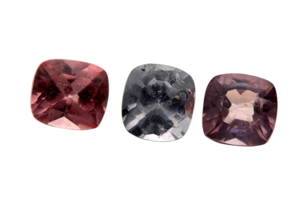 No reserve price - 3 pcs  Violet, Pink, Grey Spinel  - 1.80 ct - Instituto Gemólogico Español (IGE) #1.0