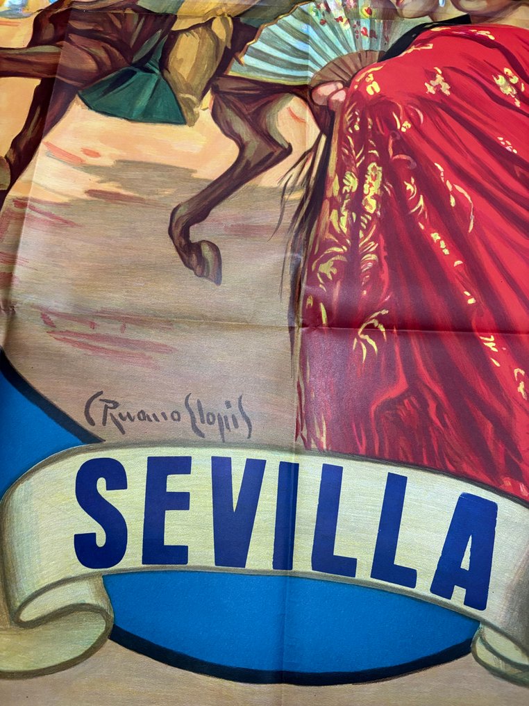Ruano Llopis - Cartel Grande Toros de Sevilla - 157x110 cm. Litho. - 1980-talet #3.2