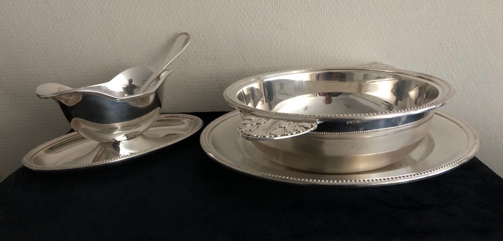 Christofle - 大盘 (4) - Perles - 银色金属 #1.0