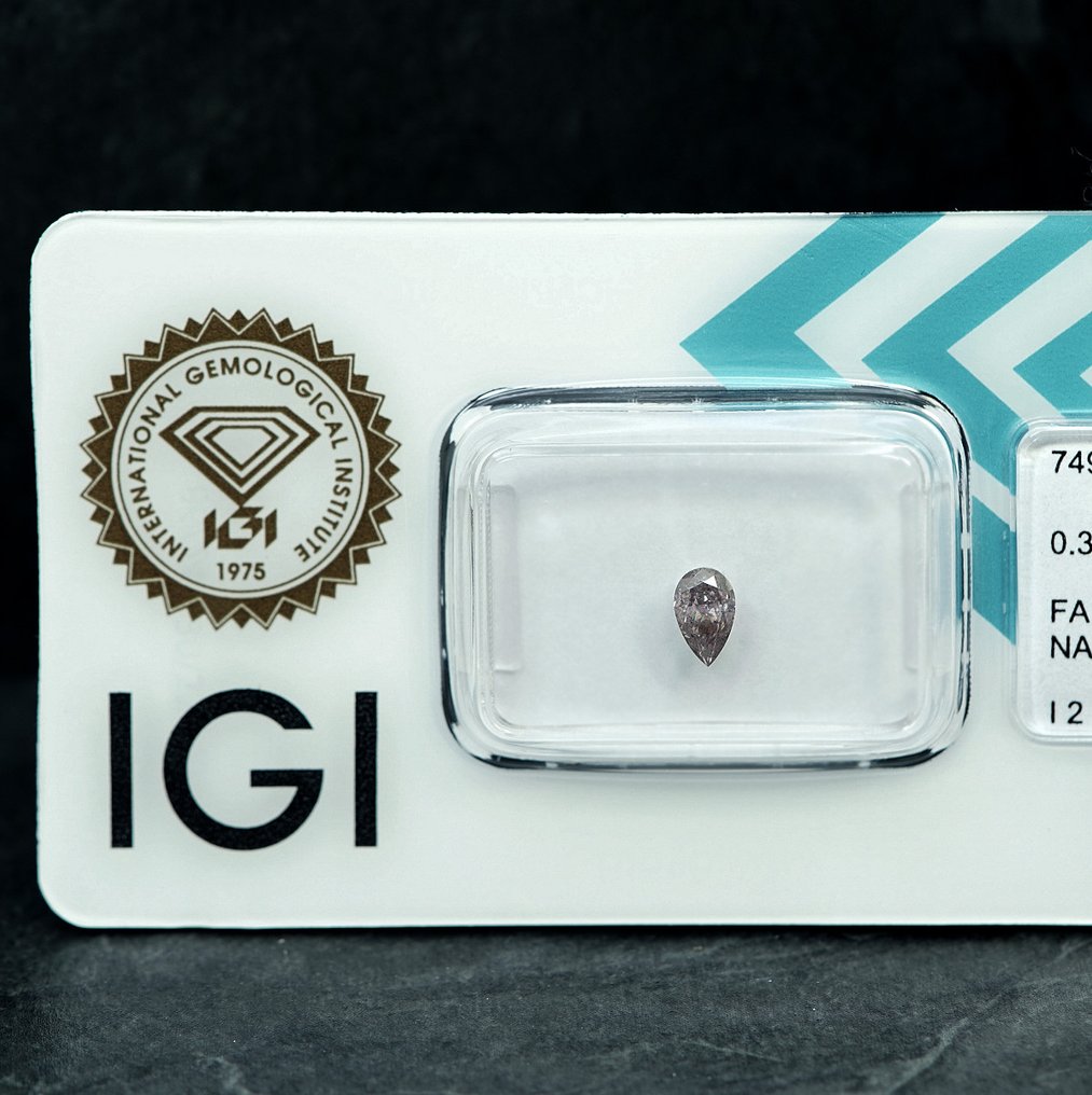 1 pcs 钻石  (天然色彩的)  - 0.31 ct - 梨形 - Fancy 稍帶紫色的 棕色 - I2 内含二级 - 国际宝石研究院（IGI） #4.3