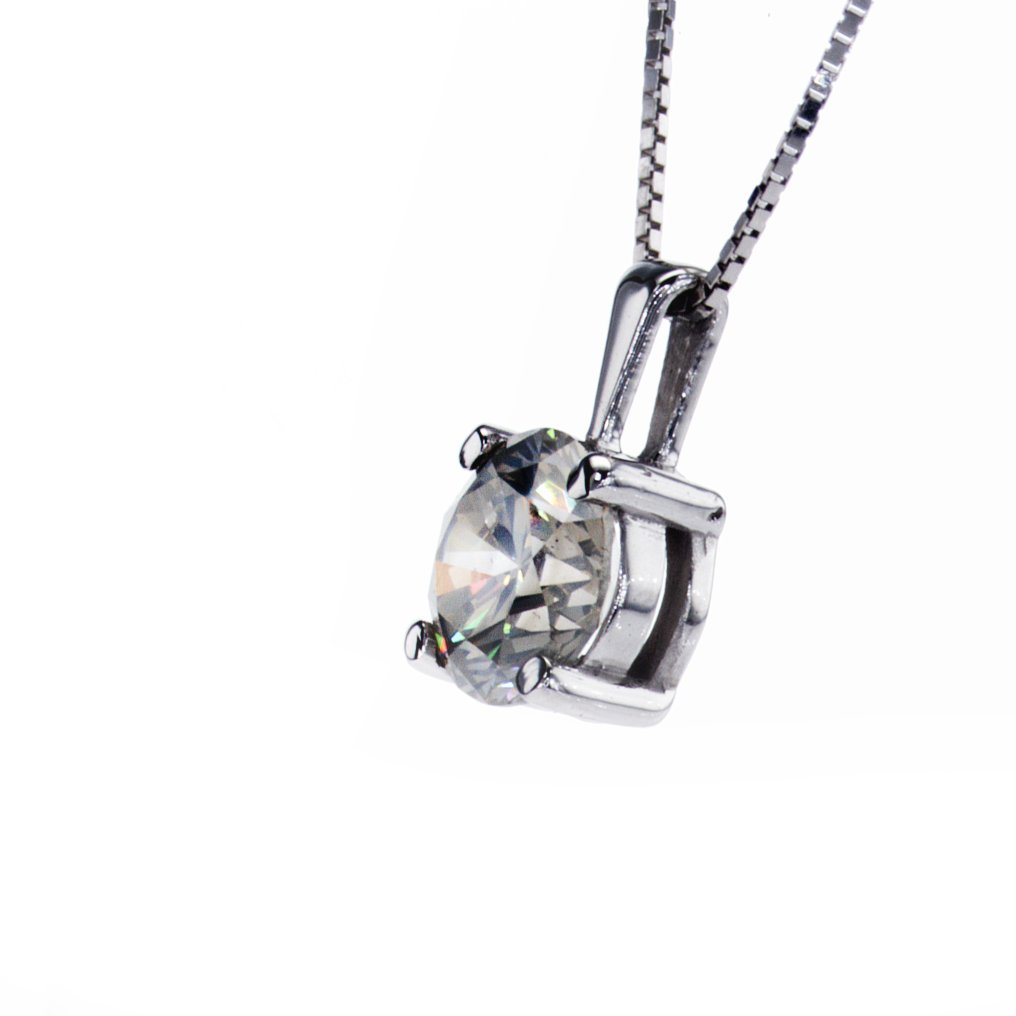 Sem preço de reserva - Colar - 14 K Ouro branco -  1.22ct. tw. Diamante (Natural) #1.0