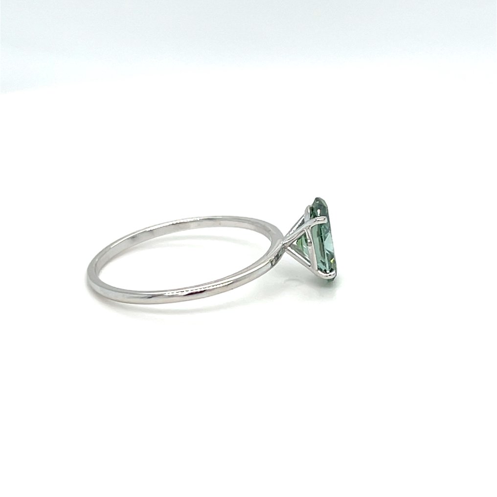 No reserve price - Ring - 14 kt. White gold - 1.17ct. tw. Green Diamond (Fancy coloured lab-grown diamond) #3.2