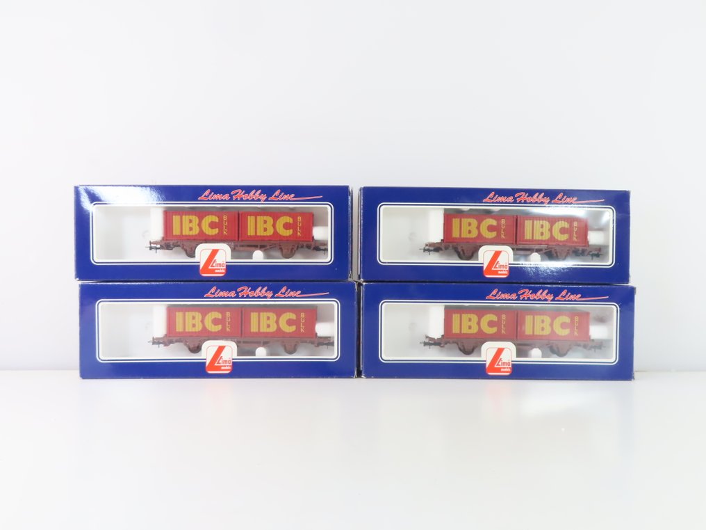 Lima H0 - L302846-1 - Model wagonu towarowego (4) - 4x dwukomorowe kontenerowe wózki transportowe z ładunkiem i nadrukiem „IBC” - DB #3.2