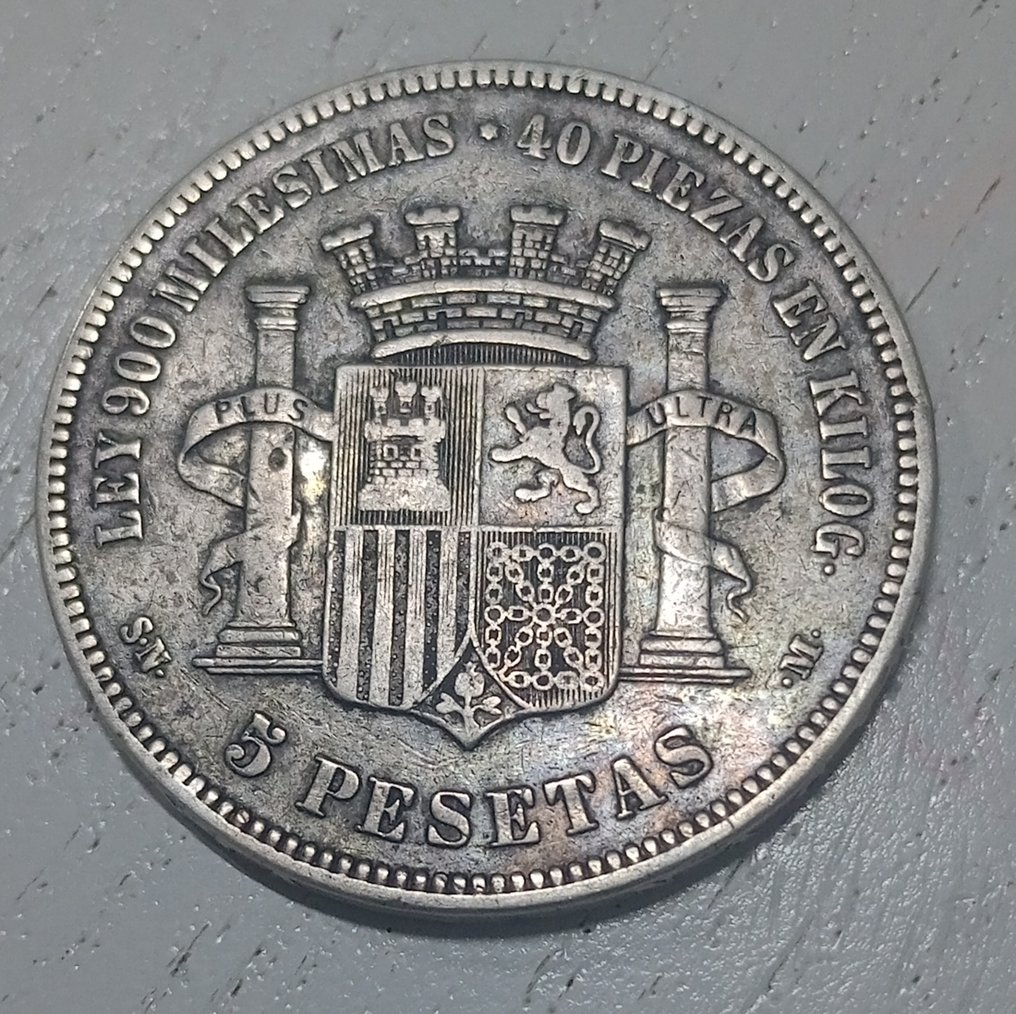 Spanien. 5 Pesetas 1870 & 1871  (Ingen mindstepris) #2.1