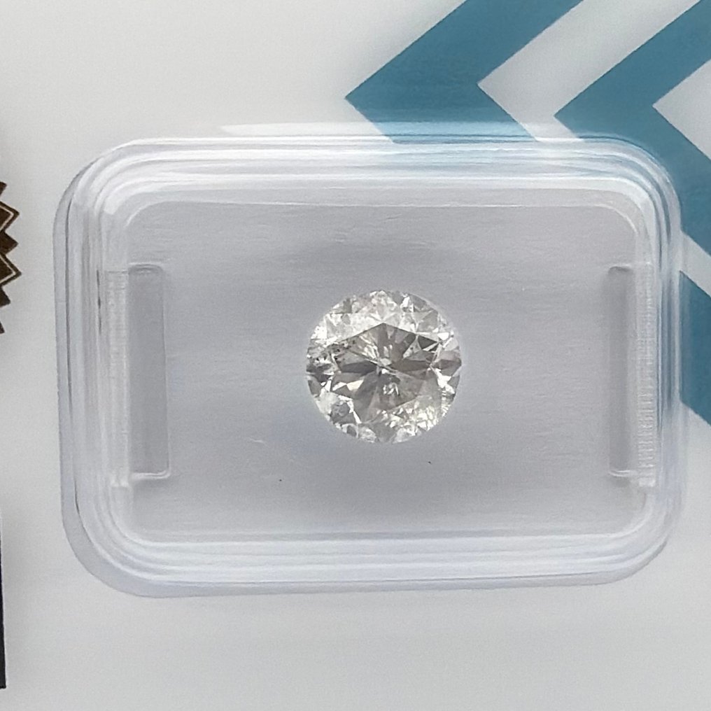 No reserve price - 1 pcs Diamond  (Natural)  - 1.54 ct - Round - H - I2 - International Gemological Institute (IGI) #3.2