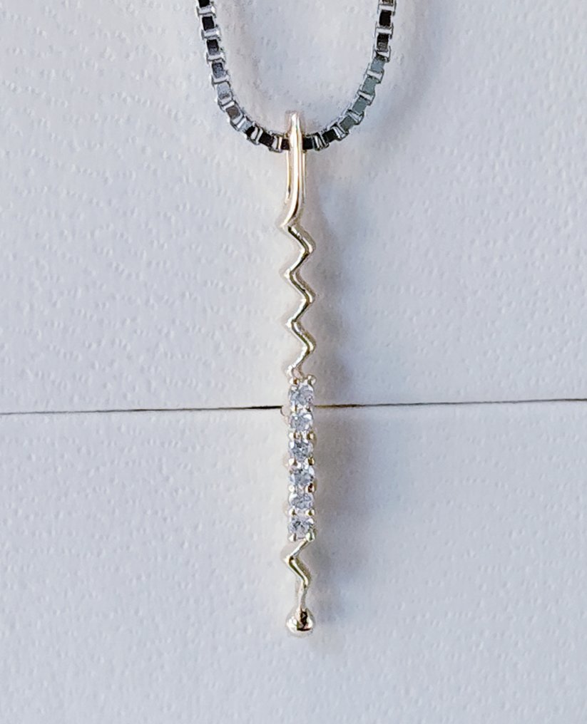 Sans prix de réserve - Collier avec pendentif - 18 carats Platine, Or jaune - 0.03ct. tw. Diamant (Naturelle) #1.0