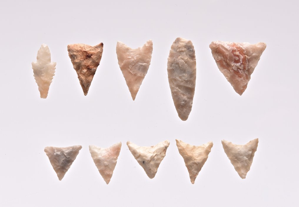 10 Neolithic arrowheads flint Arrow head  (No reserve price) #4.3