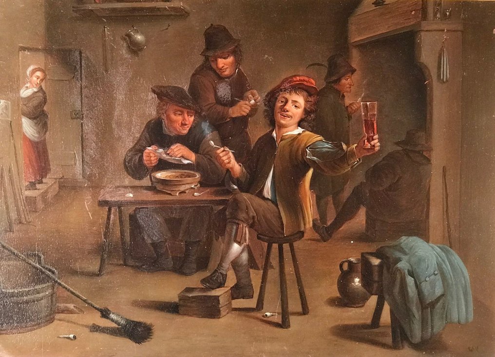 David Teniers the Younger (1610 - 1690), After - Les Philosophes Bacchiques Oil on Copper #1.0