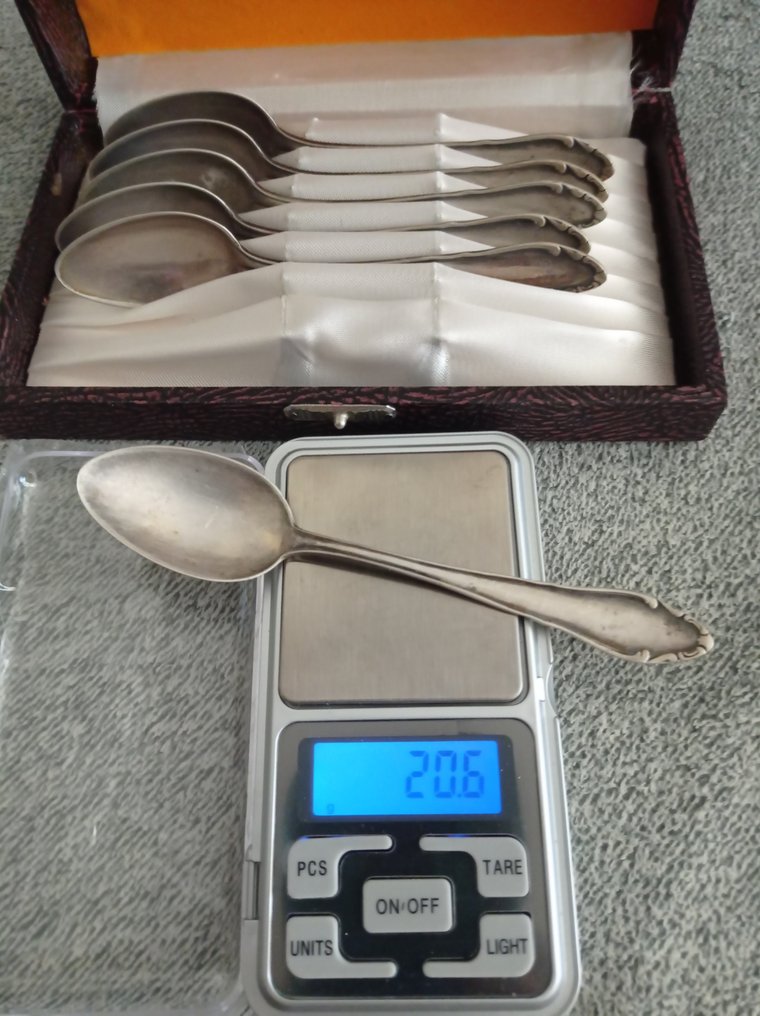 400 - A.D. Copier - Κουταλάκι του γλυκού (6) - Accent - .800 silver - κουταλάκια ζάχαρης #2.1