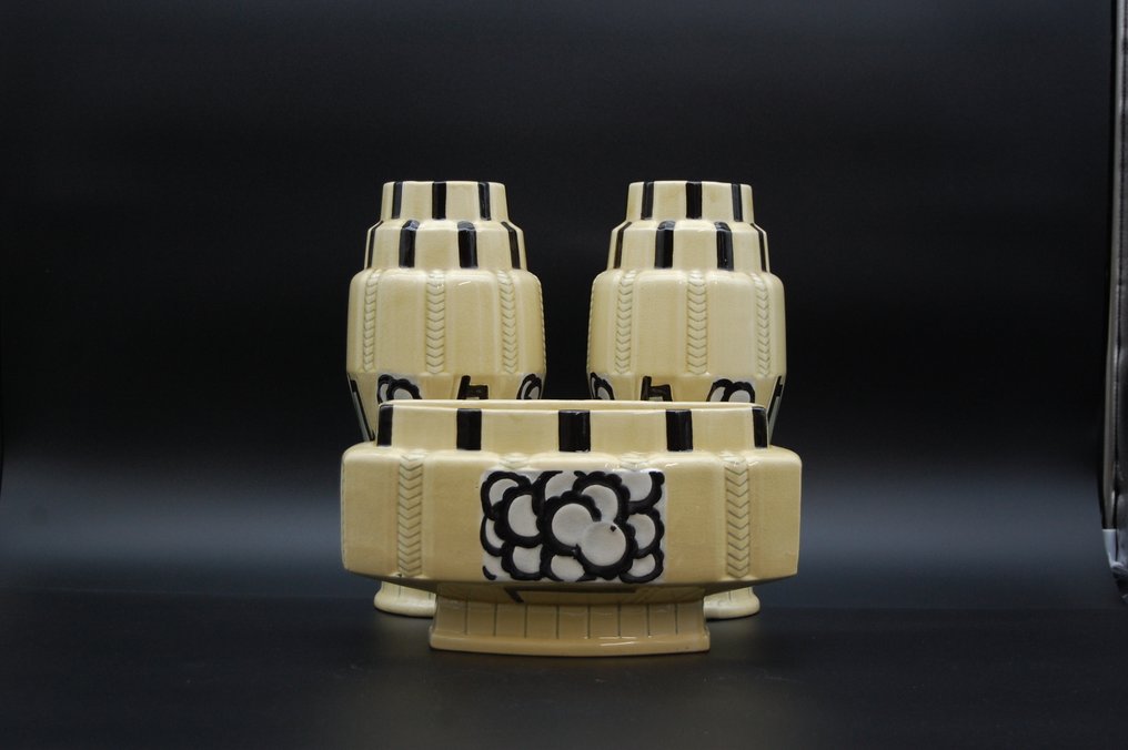 Faïencerie d’Orchies - 1930´s - Vase (3)  - Ceramic - 2 vases & 1 jardinière #1.0