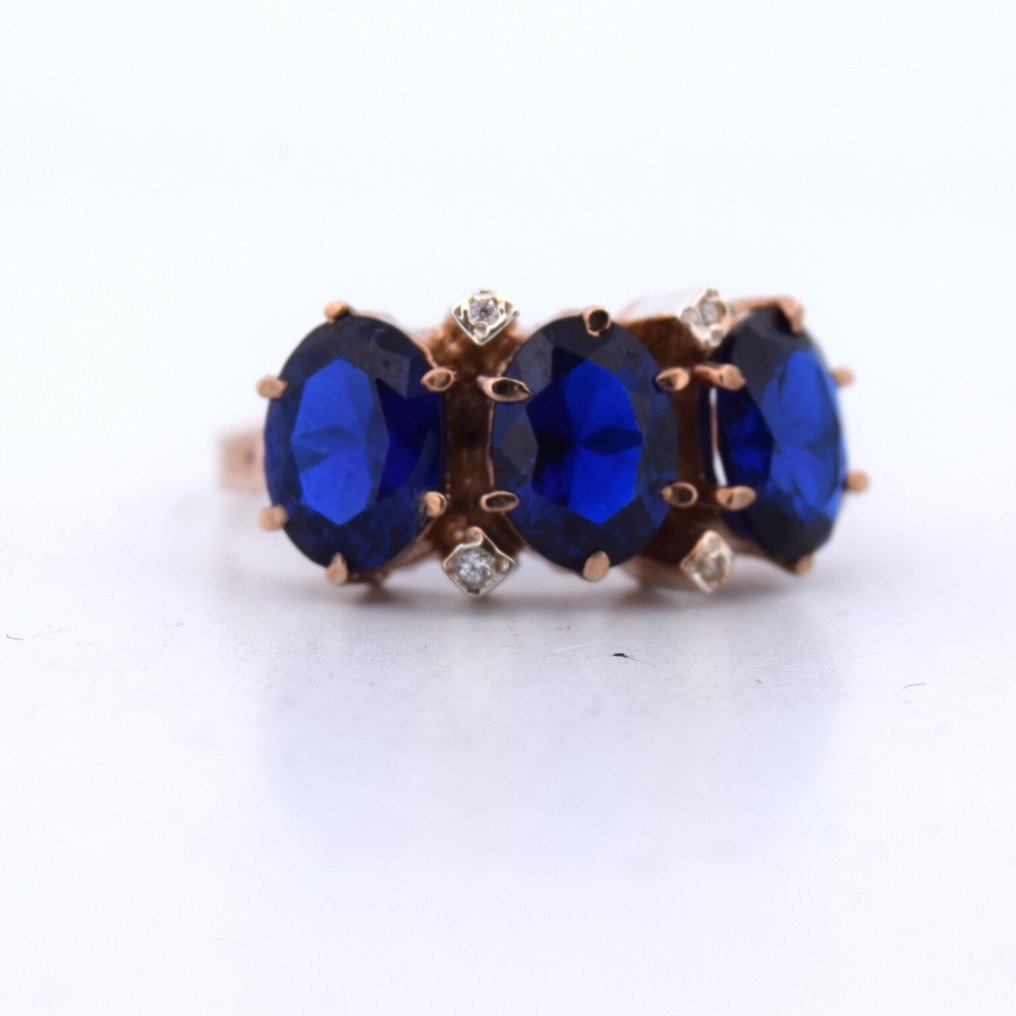 Utan reservationspris - Armring - 9 k Roséguld -  4.73ct. tw. Safir - Diamant #2.1