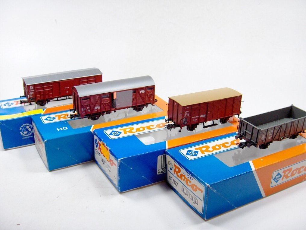 Roco H0 - Modeltog godsvogn (4) - 4x godsvogne - FS, SBB, ÖBB, Wurthemberger #1.0