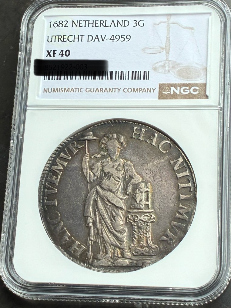 Netherlands, Utrecht 3 Gulden 1682 / XF (extremely rare and #3 in population!) #2.1