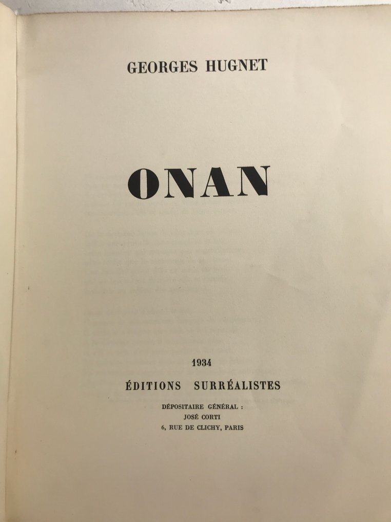 [Surréalisme] Georges Hugnet - Onan [1/277 sur alfa] - 1934 #4.3