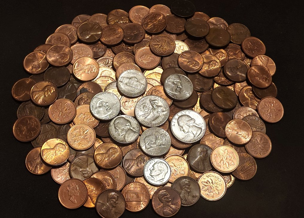美国，加拿大. +150 Coins inculding from the 20.th century  (沒有保留價) #1.0