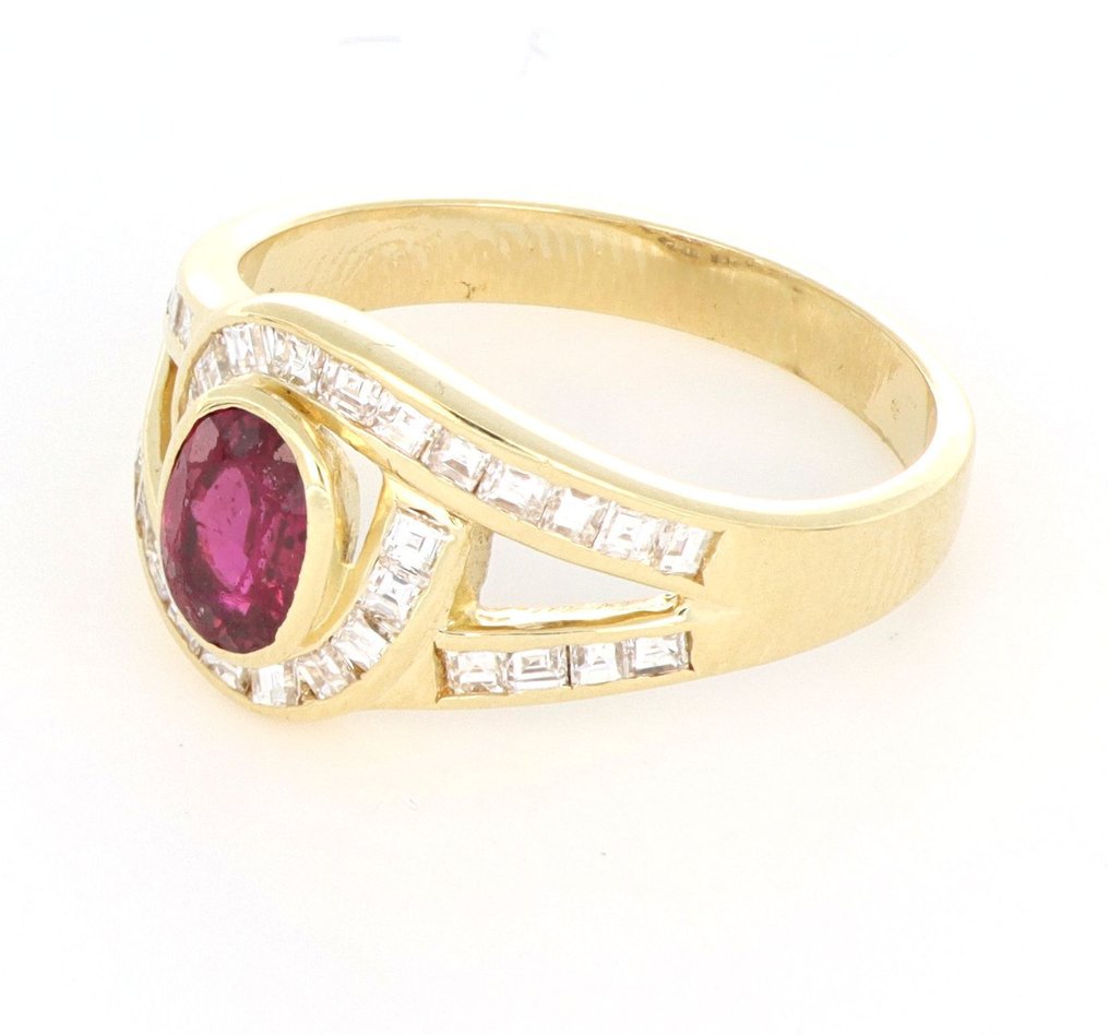 沒有保留價 - 戒指 - 18 克拉 黃金 -  1.25ct. tw. 紅寶石 - 鉆石 #3.2