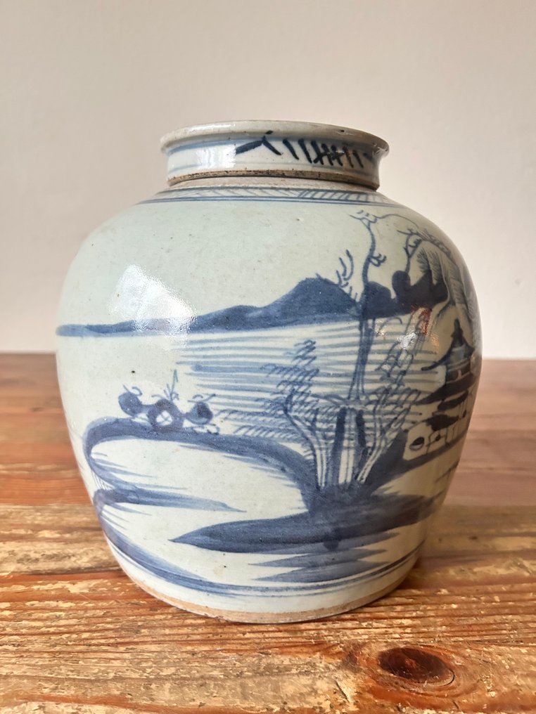 淡赤黄色的罐子 - 瓷 - 姜壶带盖子 #4.3