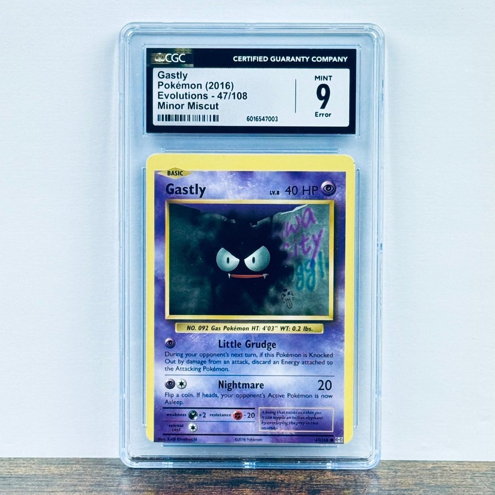 Pokémon Graded card - Gastly Miscut 47 - Pokémon - CGC 9 #1.0