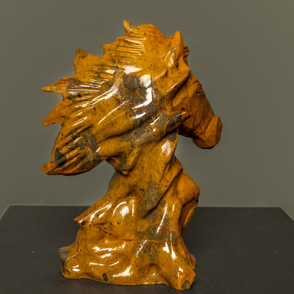 Jasper Άλογο από σκούρο πορτοκαλί Jasper. - Ύψος: 19.3 cm - Πλάτος: 15.2 cm- 1407 g #4.3