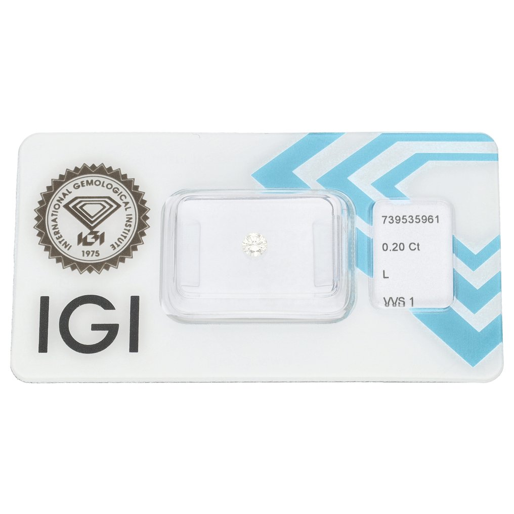 No reserve price - 1 pcs Diamond  (Natural)  - 0.20 ct - Round - L - VVS1 - International Gemological Institute (IGI) #1.0