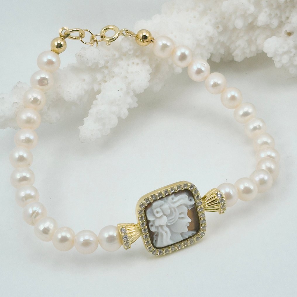 Hopea, Kultasilattu - Rannekoru - Helmi ja kaiverrus kaiverrettu #1.0