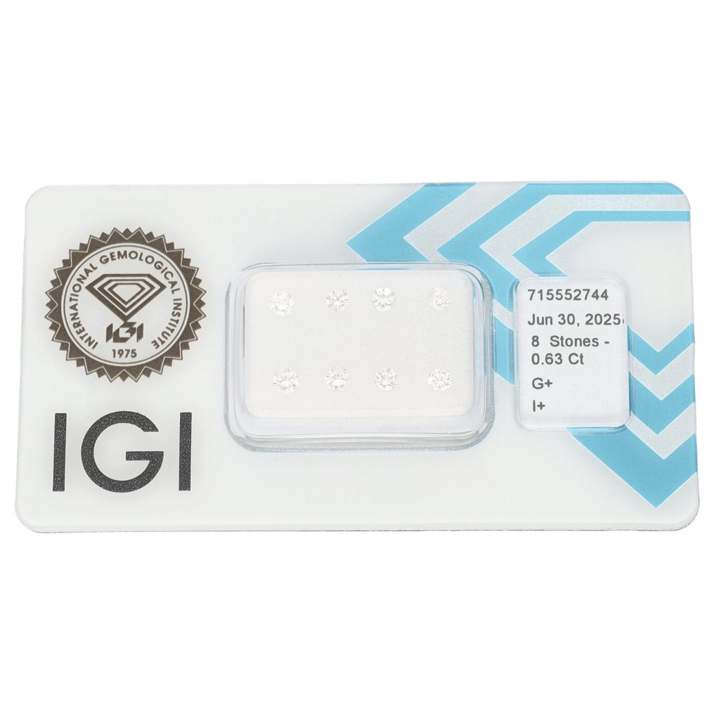 没有保留价 - 8 pcs 钻石  (天然)  - 0.63 ct - 圆形 - G - I1 内含一级 - 国际宝石研究院（IGI） #1.0