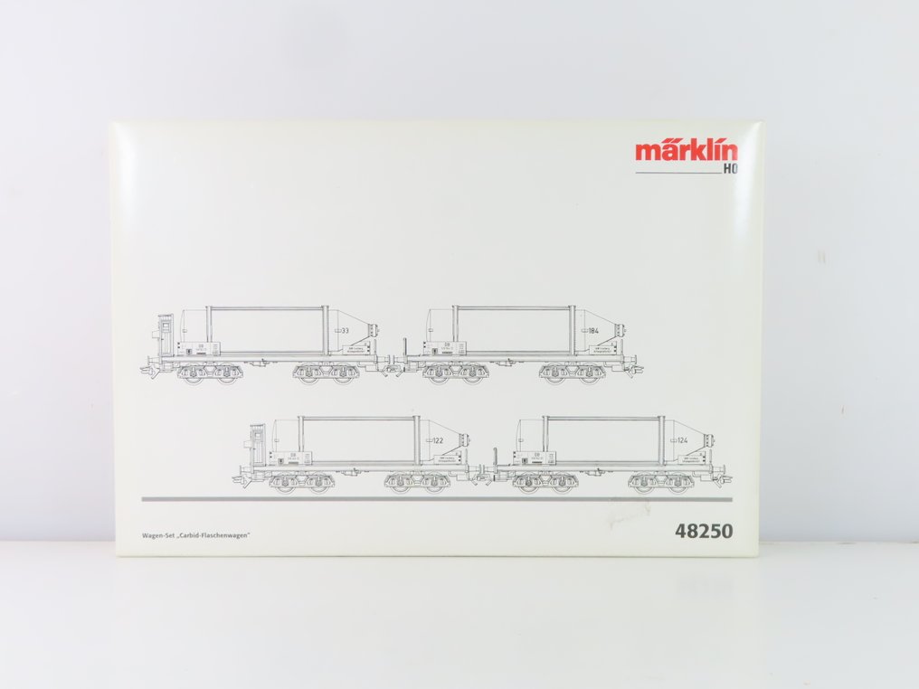 Märklin H0 - 48250 - Model train freight wagon set (1) - Four-piece wagon set 'Carbidflessen' - DB #3.2