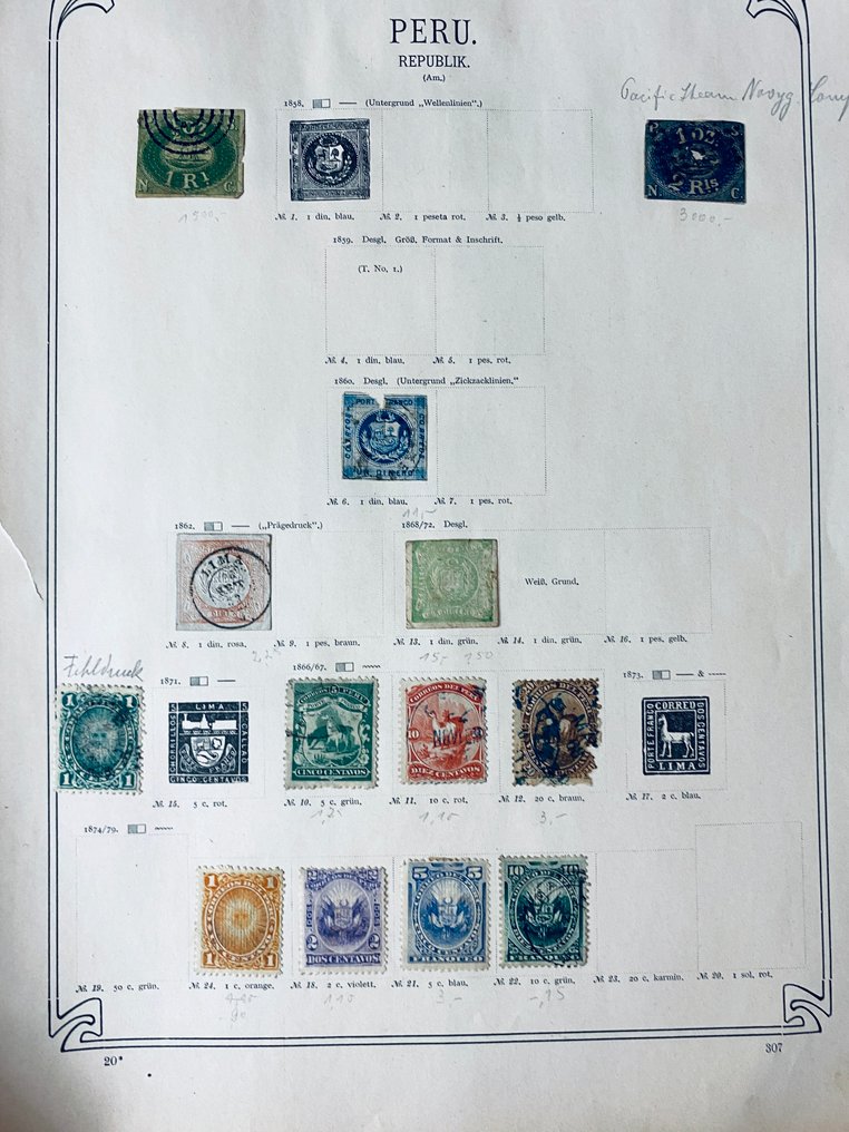 世界  - 收藏 / 调查者：世界在旧相册页上，包括南美洲及其他 #1.0