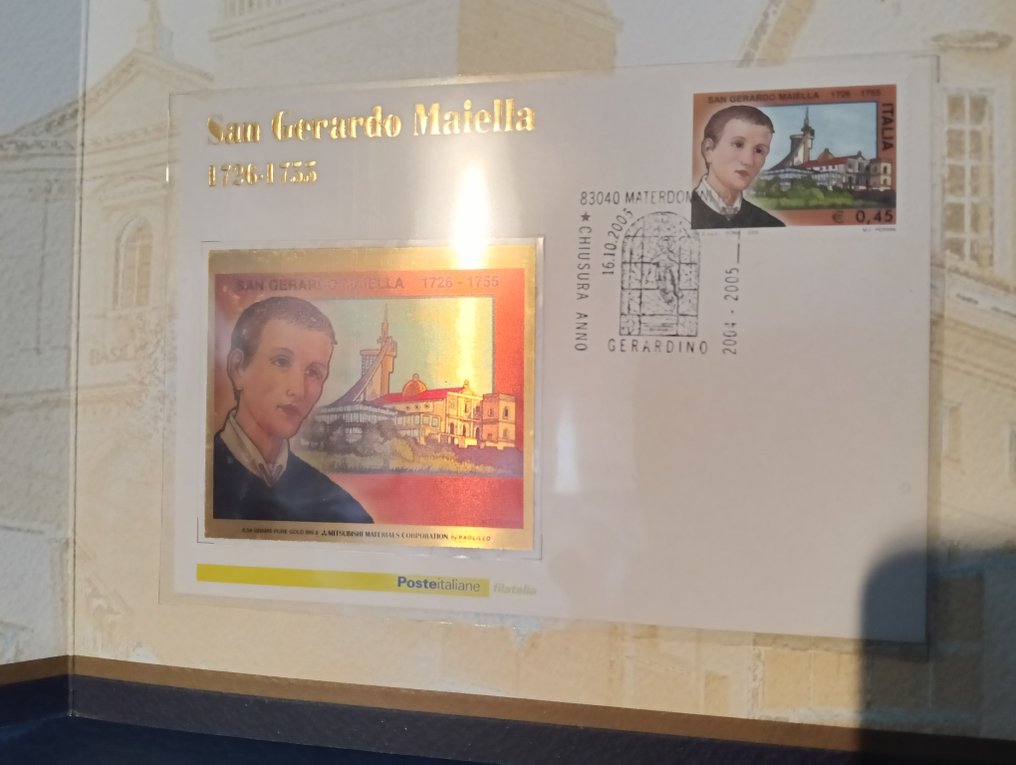 Italie 2002/2018 - Dossier à thème religieux avec une plaque en or. #1.0