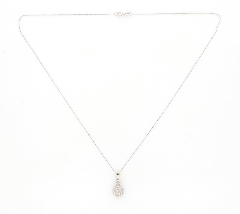 Sem preço de reserva - Colar com pingente - 18 K Ouro branco -  0.35ct. tw. Diamante (Natural)  #2.1