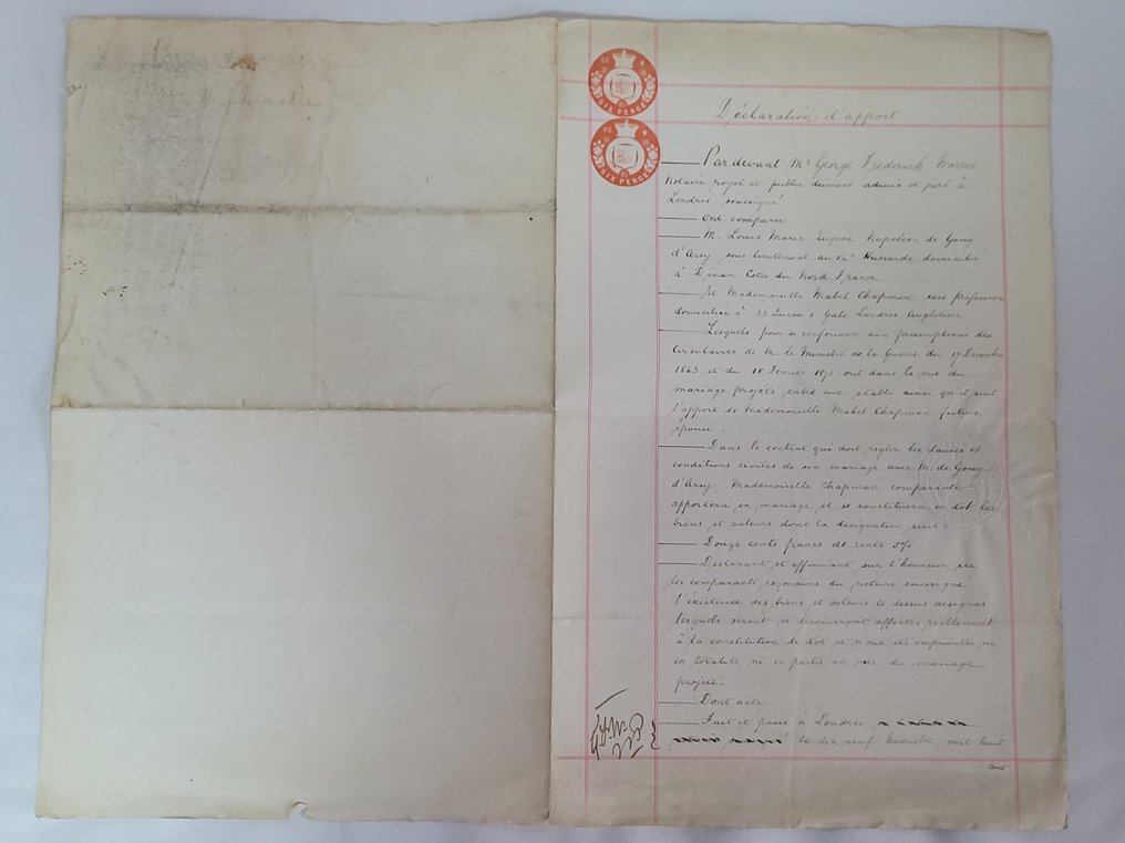 Divers - Déclaration d’apport en vue de mariage - 1881 #2.1