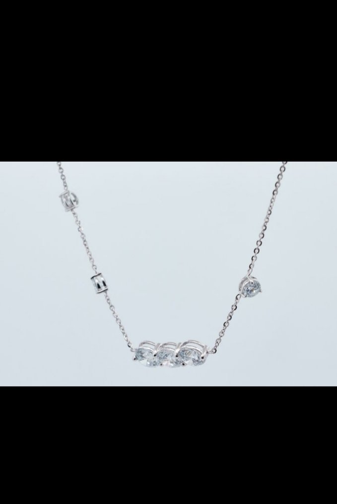 χωρίς τιμή ασφαλείας - Κολιέ τσόκερ - 14 καράτια Λευκός χρυσός Διαμάντι (Εργαστηριακής καλλιέργειας) - Διαμάντι #2.1