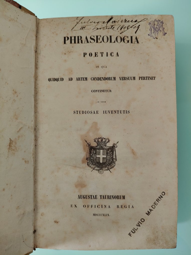 Augustea Taurinorum - Phraseologia poetica - 1849 #1.0