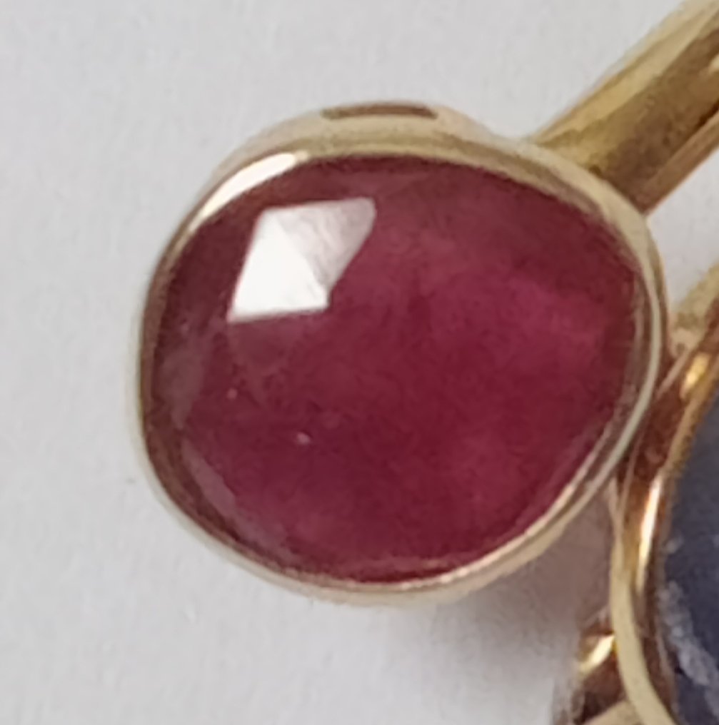 Βραδινό δαχτυλίδι - 14 καράτια Κίτρινο χρυσό - 2.20ct. tw. Ρουμπίνι - Ζαφείρι - Σχεδιαστικό κομμάτι #4.3