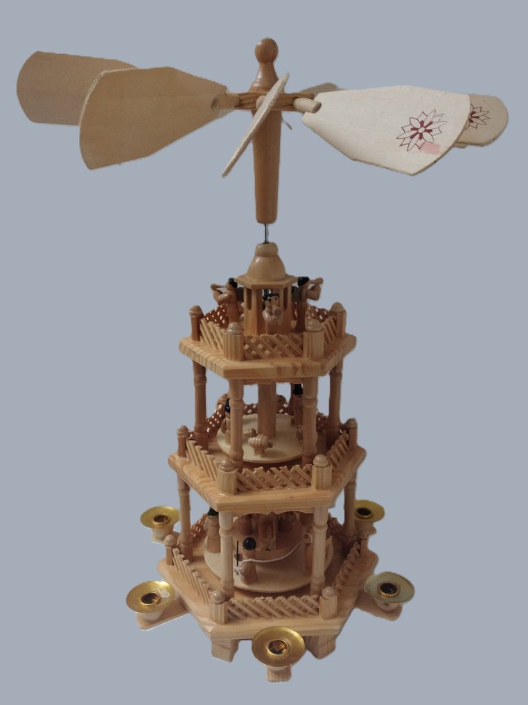 Juleophæng figurer - Rotérende julepyramide 3-etagers - 43 cm - Top - Træ #3.2