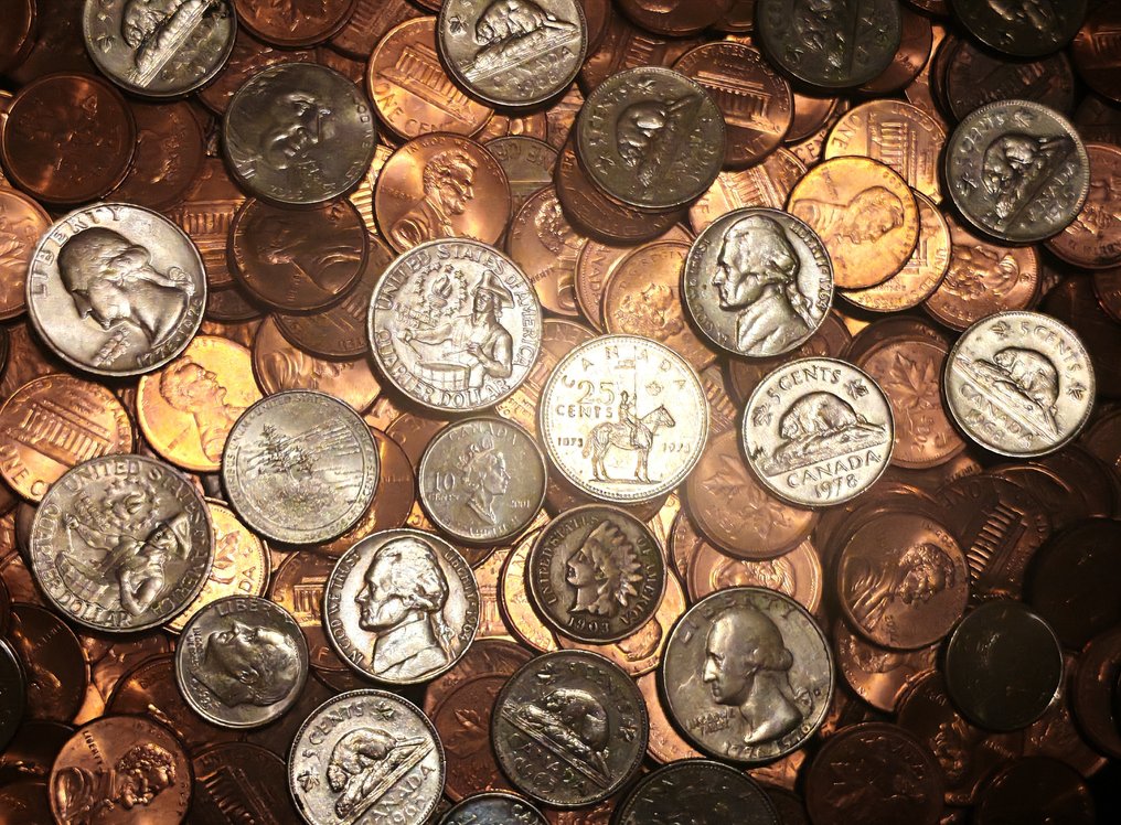 美国，加拿大. +250 Coins from 1903 including Indian Head 1 cent  (沒有保留價) #1.0