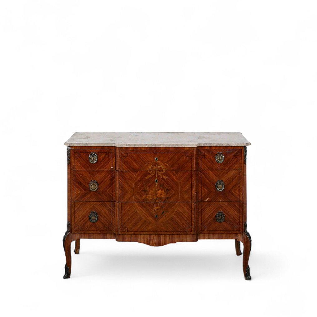Commode - Bois, Noyer, Pau-cetim, Marbre #1.0