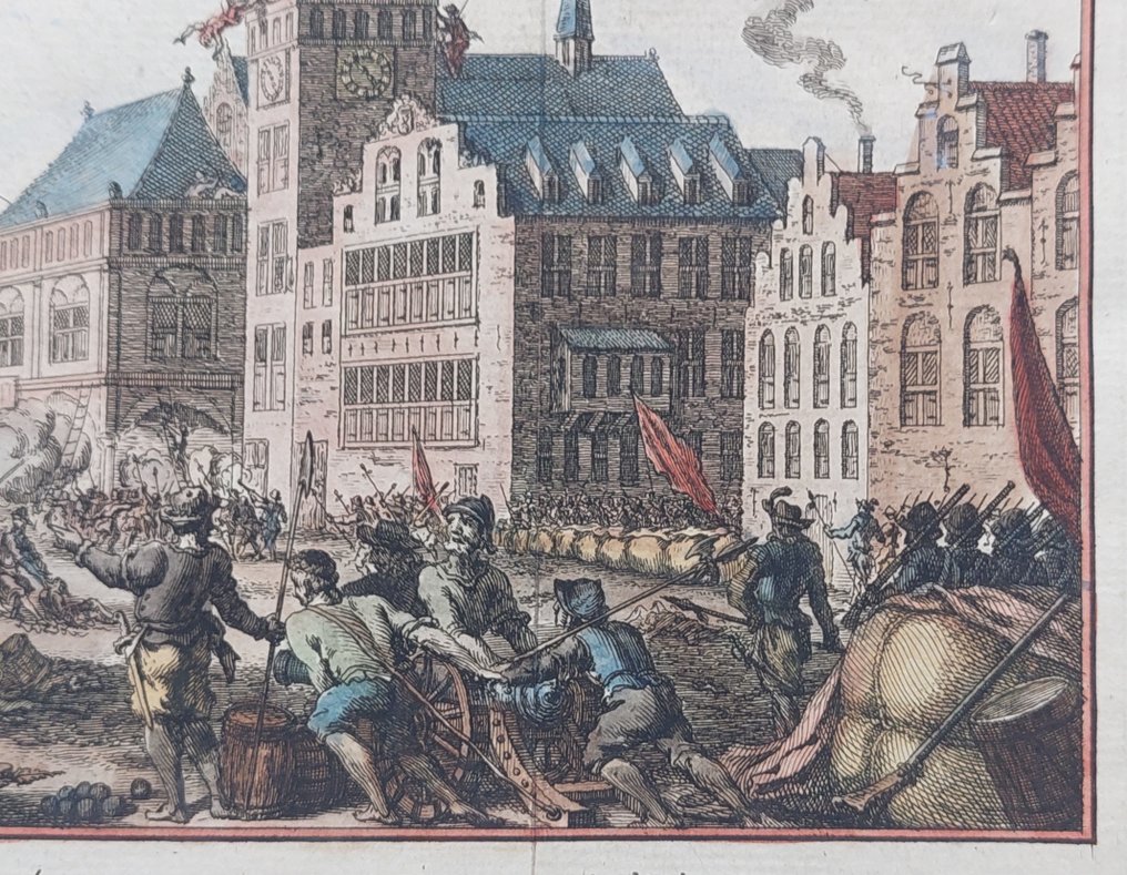 Netherlands - Amsterdam, city hall, Digger Rebellion; Simon Fokke - Mislukte aanslag der Herdooperen op Amsterdam, in 't jaar 1535 - 1770 #3.2