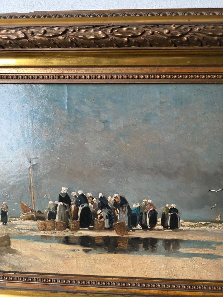 G.L.Kiers (1838-1916) - Scheveningse vissersvrouwen wachten op de vangst #3.2