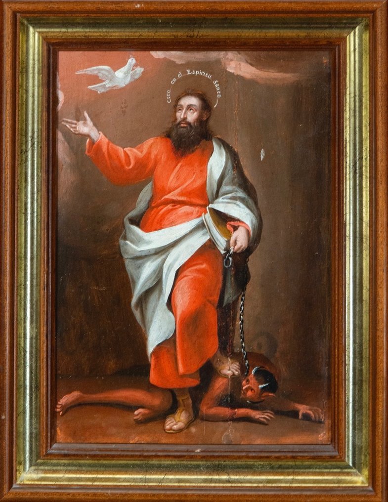 Escuela colonial (XVIII) - San Saturnino sometiendo al demonio #1.0