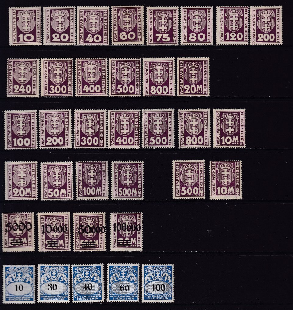 Danzig 1921/1938 - The port utility fee. - Michel: 1/14,15/25 Y/X,26/2943/47 #1.0