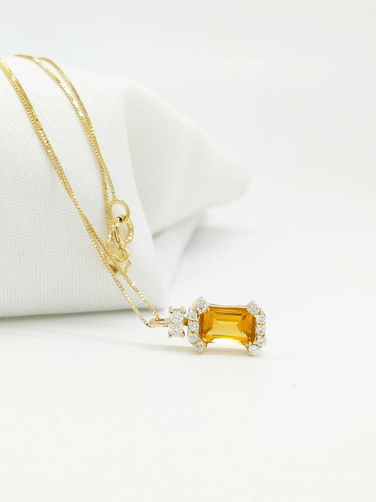 Fără preț de rezervă - Colier - 14 ct. Aur galben Safir - Diamant #4.3