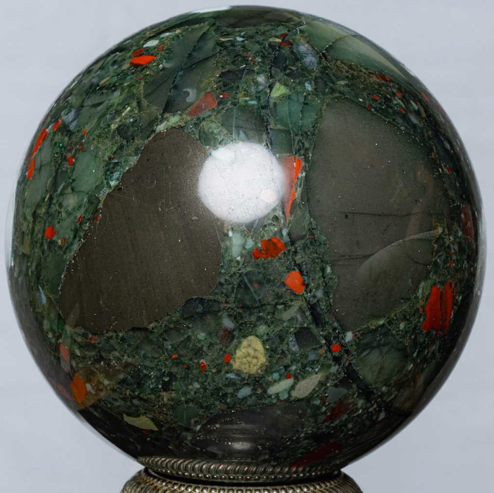 Sfera di pietra di sangue fine Sfera - Altezza: 11.52 cm - Larghezza: 11.52 cm- 2120 g #3.2